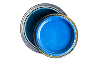 blue open paint can blue open paint can