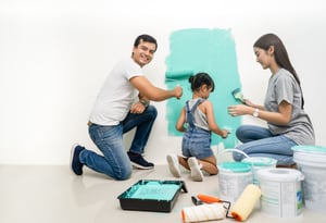 family with green paint